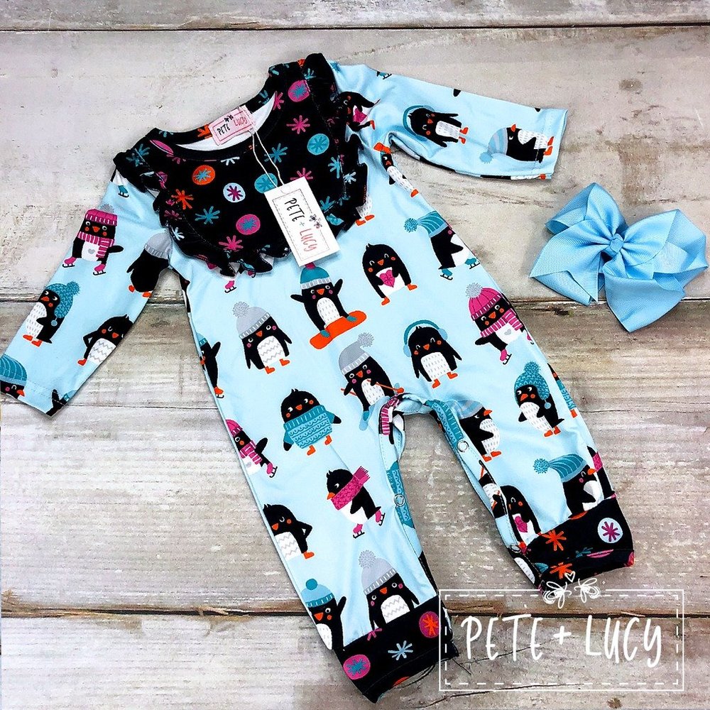 Pete + Lucy Penguin Party Romper - 12-18 months